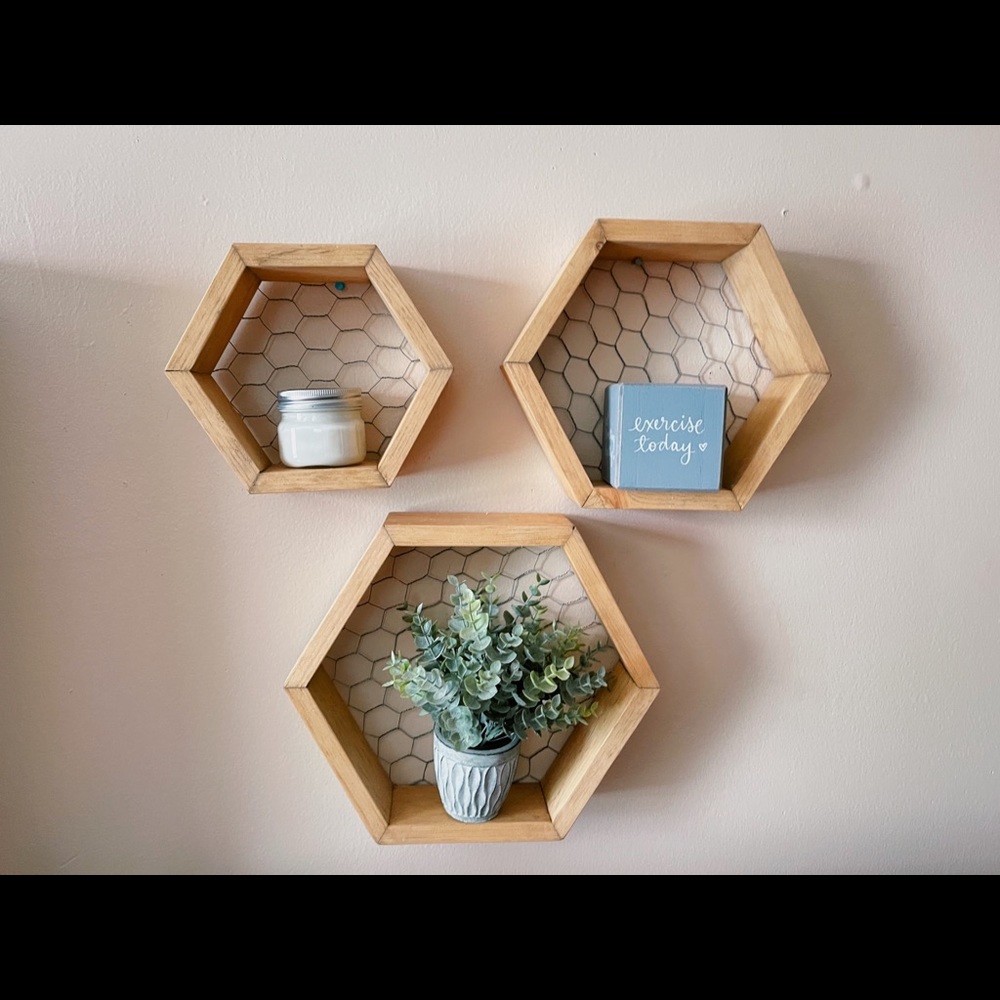Handmade Hexagon Shelving Set of Three